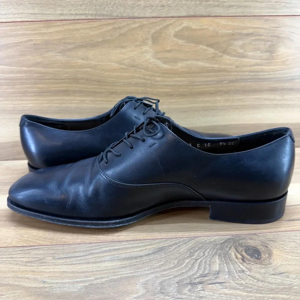 Salvatore Ferragamo Plain Toe Derby 9.5 EE Black Leather Formal Wedding Business